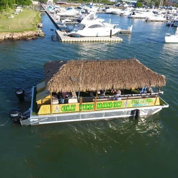 CLE Tiki Barge pictured from drone
